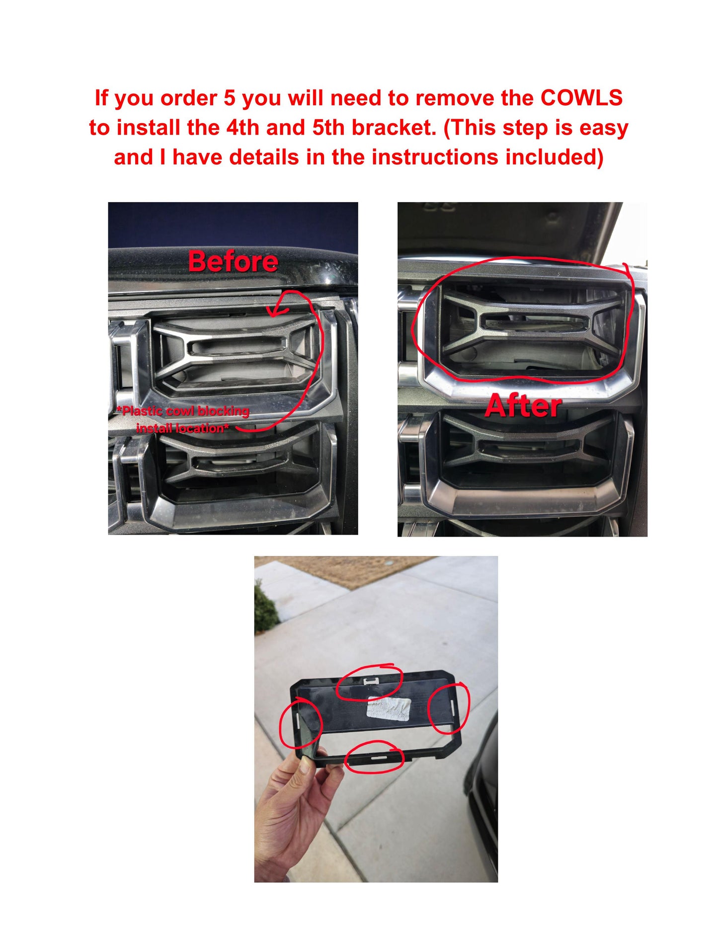 2023+ GMC Canyon LED Grill Light Brackets 3D Printed (Raptor Style)