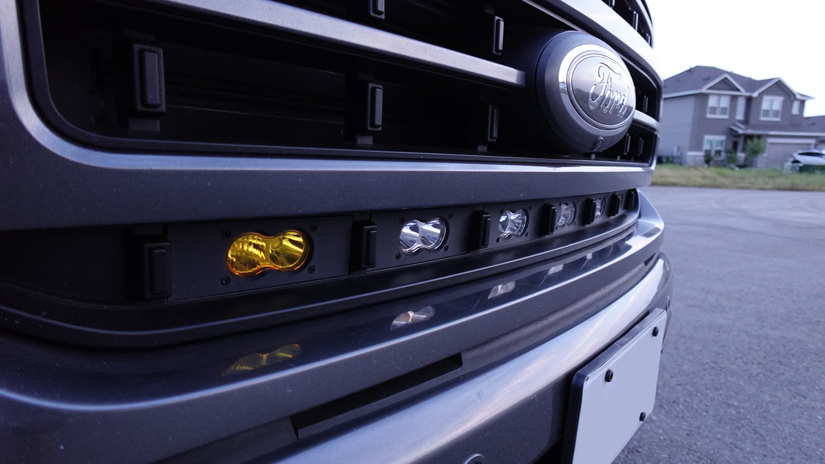 2021-2023 Ford F-150 Lariat lower grille pod light bracket setup