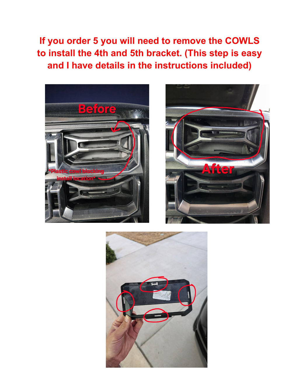 2023+ GMC Canyon LED Grill Light Brackets 3D Printed (Raptor Style)